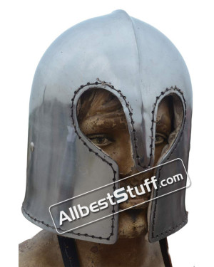 Medieval Visorless Basic Barbute Helmet 14 Gauge Steel